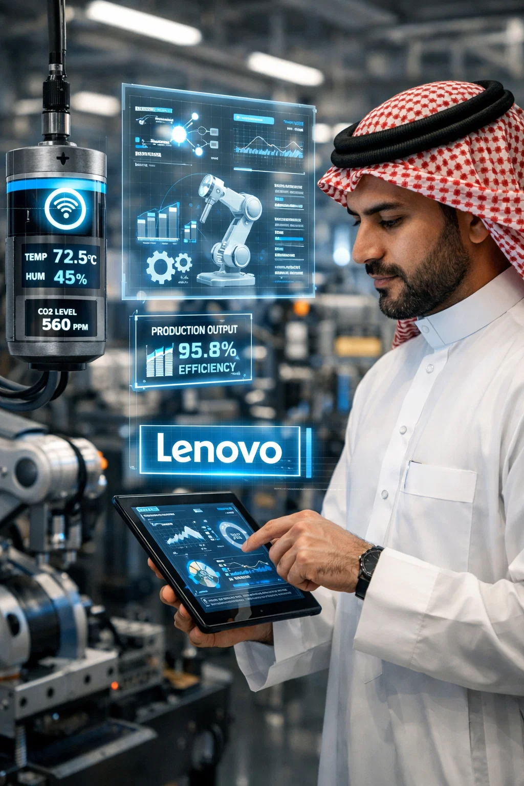 futuristic smart factory scene