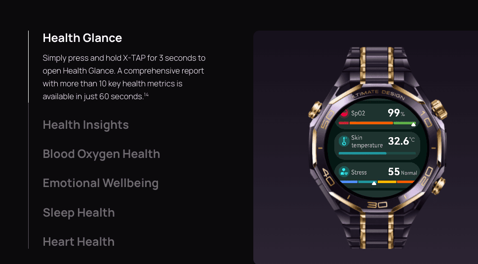 HUAWEI WATCH ULTIMATE DESIGN Royal Gold Edition-health glance