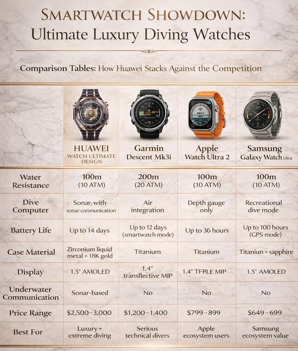 HUAWEI WATCH ULTIMATE DESIGN-comparison