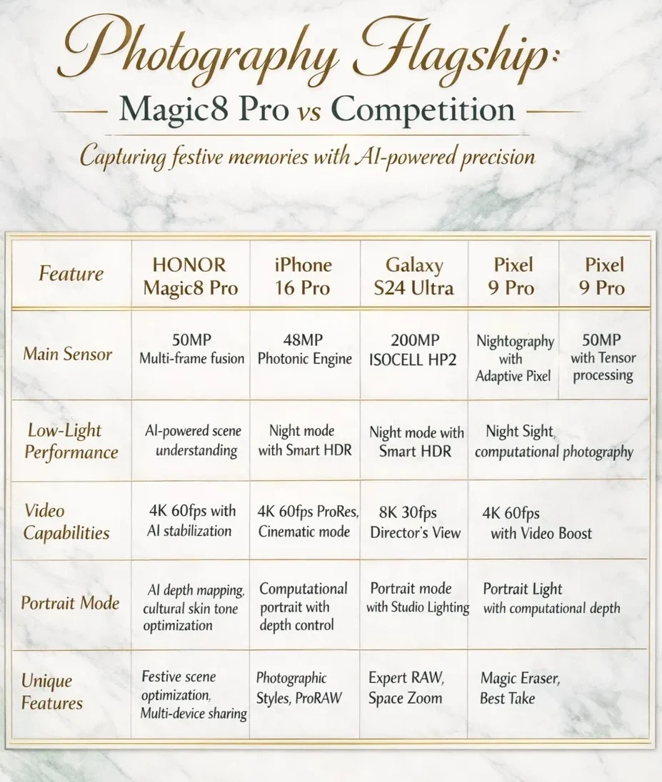 Honor Magic8 Pro Comparison :