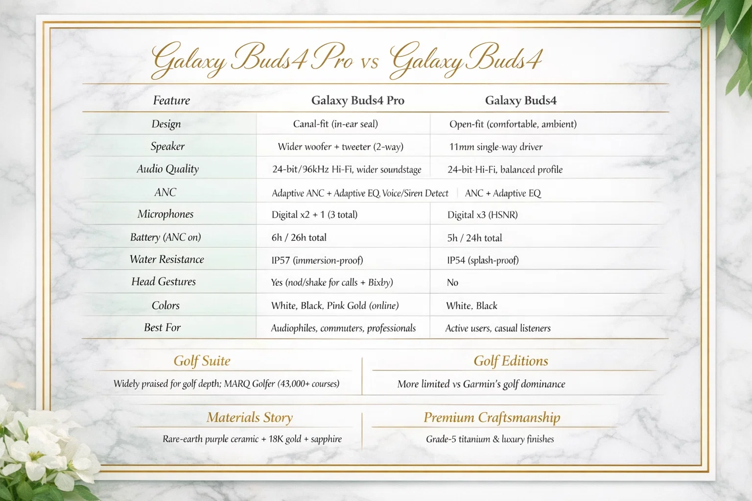 Samsung Galaxy buds4 Which One Is Right for You?comprision