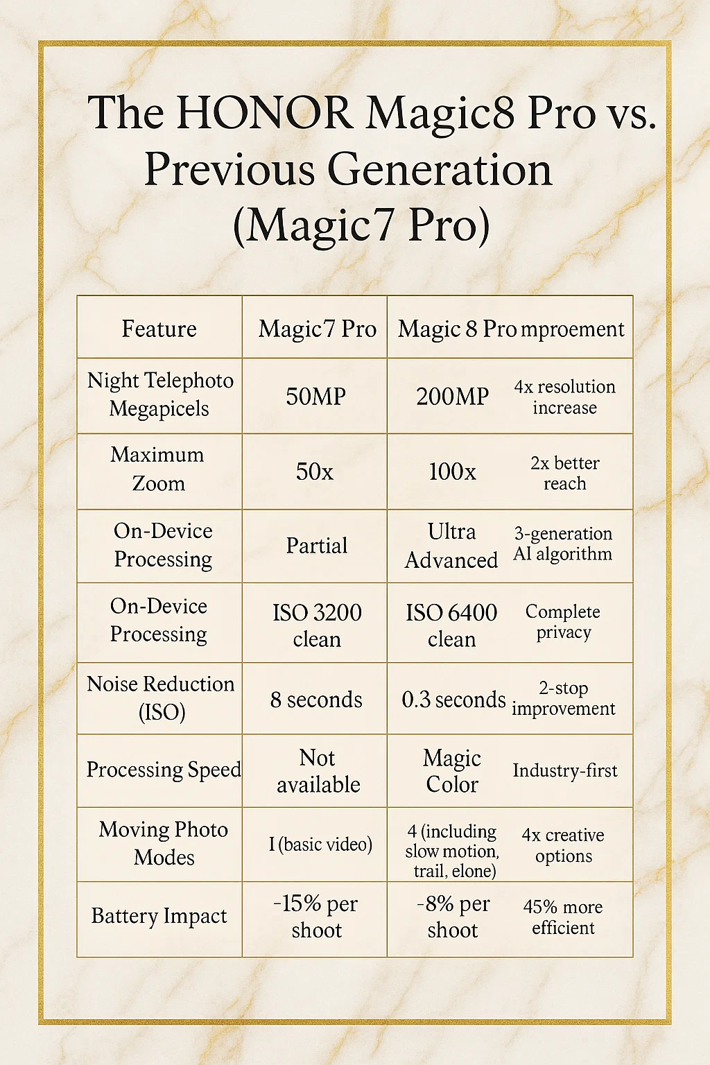 HONOR Magic 8 Pro vs Previous Generation (Magic 7 Pro)